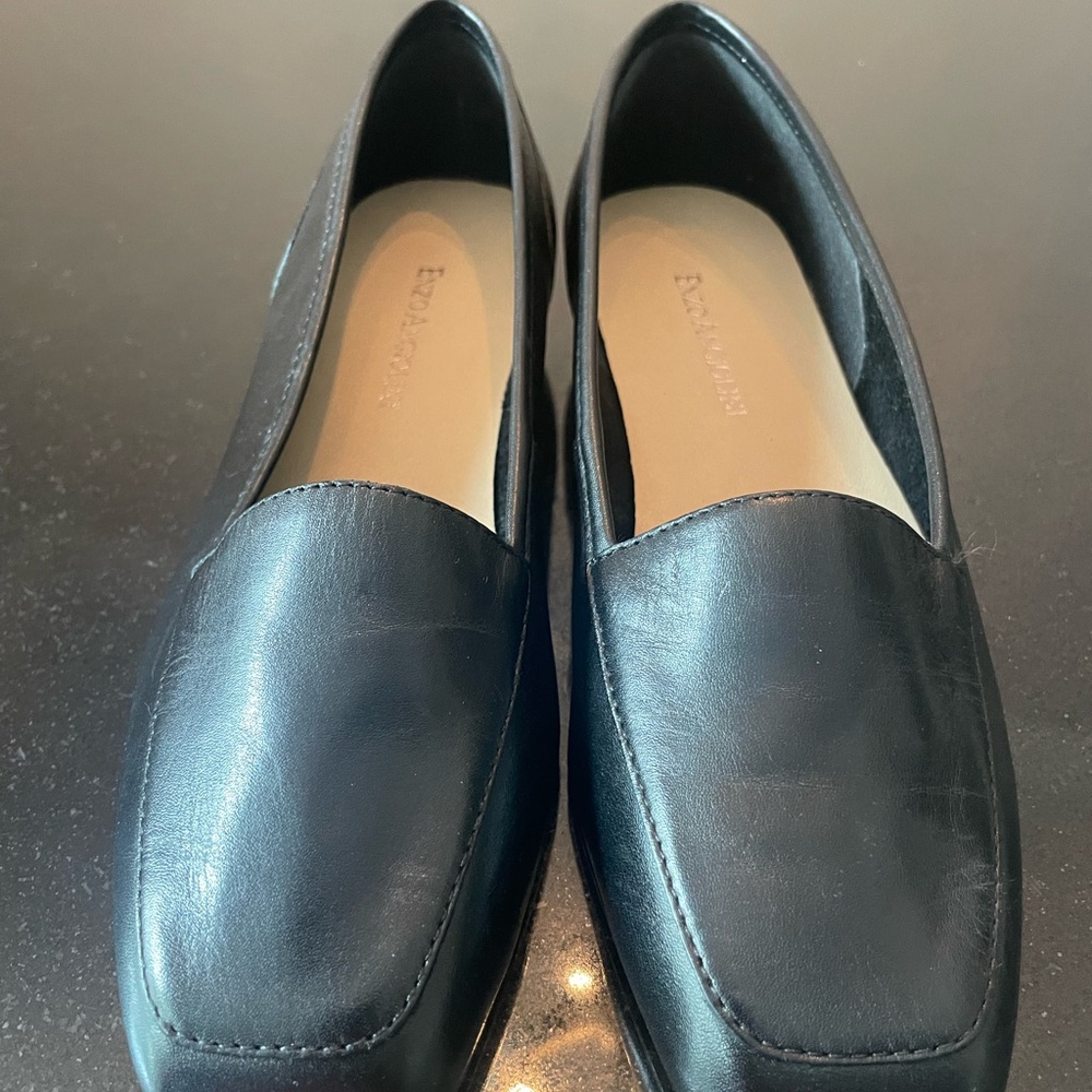 Enzo Angiolini Black Leather Minimalist Loafers